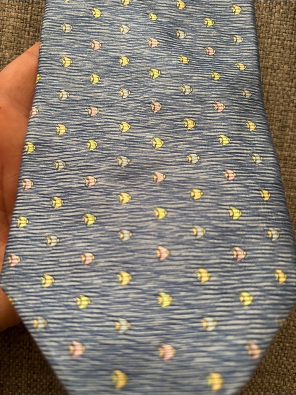 Tommy Hilfiger Light Blue Tie with Yellow and Pink Motif